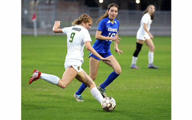 The Fernandina Beach and Yulee high schools’ girls soccer teams played Tuesday in the semifinal round of the district tournament at FBHS. Photo by Beth Jones/News-Leader