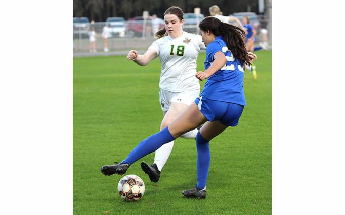 The Fernandina Beach and Yulee high schools’ girls soccer teams played Tuesday in the semifinal round of the district tournament at FBHS. Photo by Beth Jones/News-Leader