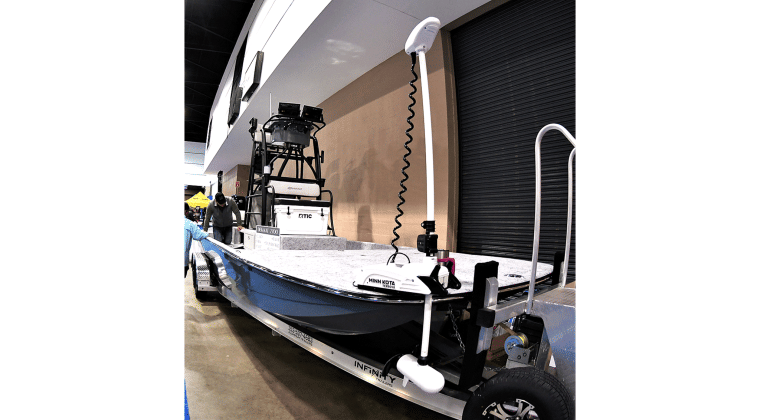 The new 27-foot Dek Kat offers shallow water navigating and fishing, too. Several of the new electric trolling motors offer the anchor mode, also called spot lock. The GPS feature keeps your boat on the spot without using your boat’s heavy anchor. Submitted photo