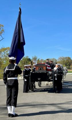 U.S. Navy sailors respectfully accompany RADM S. Frank Gallo to his final resting place at Arlington National Cemetery. Submitted photo