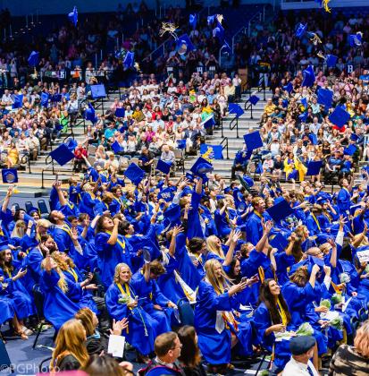 Graduates at both ceremonies decorated their caps in the various colors of their respective universities and one that lamented how high school in real life was nothing like High School Musical. Penny Glackin/Holly Dorman/News-Leader