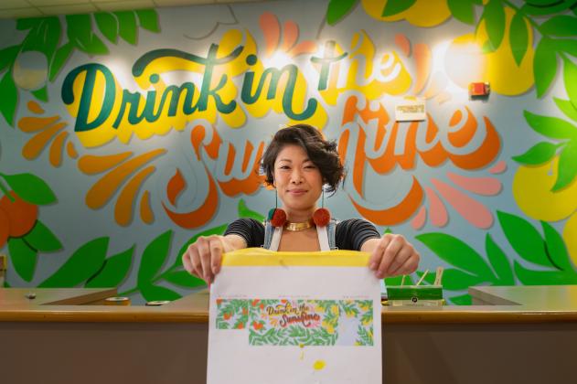 Local artist Lauren Hom partnered with Visit Florida and The Florida Department of Citrus to paint this mural welcoming visitors to Florida. Submitted photo