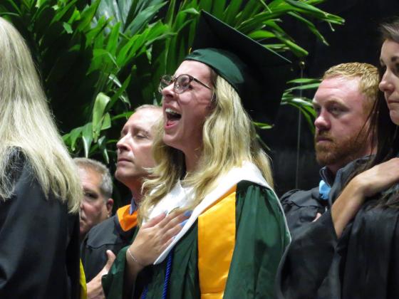 Yulee High School graduate Lydia Montanaro performed the national anthem at her school’s graduation ceremony. Holly Dorman/News-Leader
