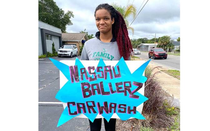 Nassau Ballerz are washing cars and raising money. Photos by Beth Jones/News-Leader