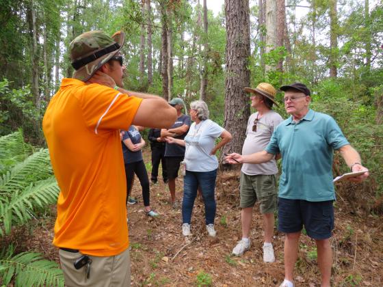 The discussion became heated as Eight Flags Disc Golf President Tommy Goad answered questions from Parks and Recreation Advisory Committee member Phil Chapman at the workshop at Simmons Park. Photo by Holly Dorman/News-Leader