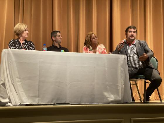 Democratic Club of Amelia Island’s legislative forum panelists included, from left, Michell Dillon, Jon Harris Maurer, Angie Nixon and Sam Coodley. Photo by Tracy Dishman/News-Leader