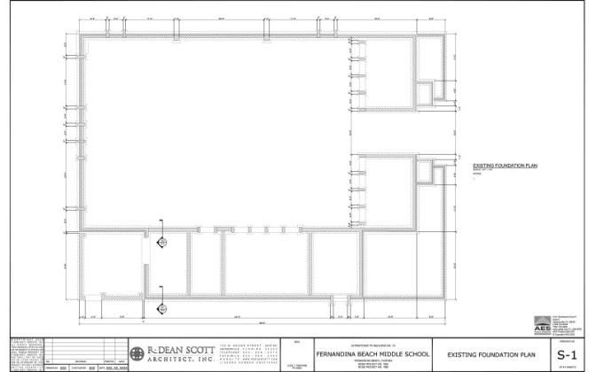 R. Dean Scott, Architect, Inc. has been approved to begin work on the project mapped out above. The Fernandina Beach Middle School media center, built in 1971, has begun sinking into a "void" recently found in the ground beneath the floor. Submitted photo