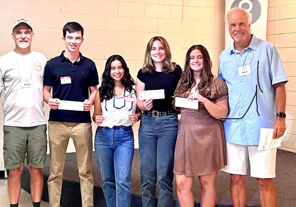 Pictured are, from the left, Shawn Arnold, NSFA president, recipients Ryan Demario, Ana Rodriguez, Amelia Cutshaw and Madison Hicken and Brad Reese, NSFA scholarship chairman. Submitted photo