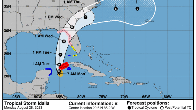 IDALIA FORECAST TO BECOME A HURRICANE WHEN IT NEARS WESTERN CUBA LATER TODAY... ...LIFE-THREATENING STORM SURGE AND DANGEROUS WINDS BECOMING INCREASINGLY LIKELY FOR PORTIONS OF FLORIDA. Submitted photo NOAA.gov