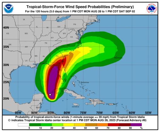 Wind speed probabilities. NOAA