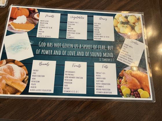 A placemat at the BYB meal table. Photo by Sean Rosenthal/News-Leader