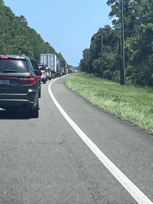 On Facebook, drivers shared photos and videos of the fiery crash that led to hours of backed up traffic along U.S. 17 from Pecan Park and along S.R. 200. Submitted photo