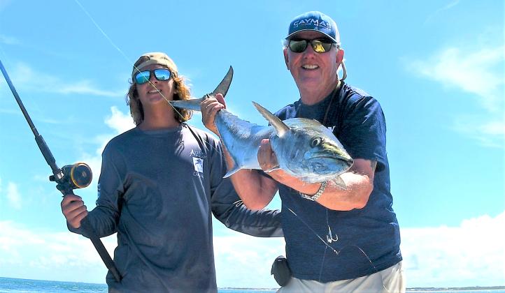 The kingfish bite was red hot last year at the St. Marys inlet, where a wide spooled kingfish reel filled with 20-pound monofilament line was needed to catch Jace and Terry Lacoss’s big kingfish, above right. Photo by Terry Lacoss/Special