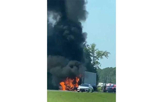 On Facebook, drivers shared photos and videos of the fiery crash that led to hours of backed up traffic along U.S. 17 from Pecan Park and along S.R. 200. Submitted photo
