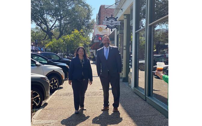 Administrator Guzman and Congressman Bean walk through historic downtown Fernandina Beach. Photo by Tracy Dishman/News-Leader