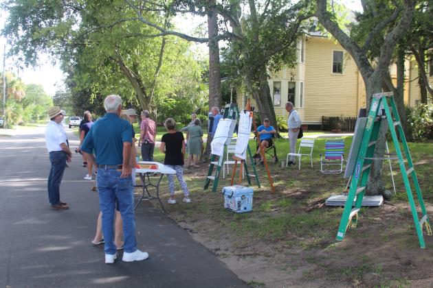 Neighbors of the Port of Fernandina met this week to discuss the possible sale of this parcel and two others in the Fernandina Beach Historic District. The Ocean Highway and Port Authority is looking for ways to raise revenue to pay legal expenses. Photo by Julia Roberts/News-Leader