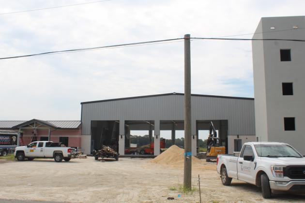 This pole is in front of Fernandina Beach Fire Station 2, currently under construction on Airport Road. It will be removed in order to allow fire trucks to access the new station. City Commissioner Chip Ross objects to the city paying $30,000 to AT&amp;T to remove the pole, which he says the company had no right to put on that location.