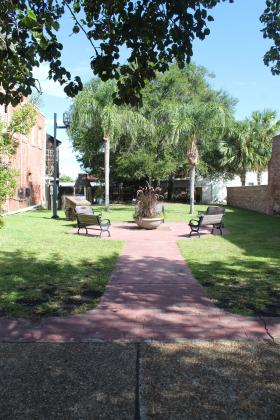 The “pocket park” on Centre Street is officially named the Jean Ribault Park, dedicated in 2012 to honor the 450th anniversary of the arrival of Jean Ribault, a French Naval officer. Photo by Julia Roberts/News-Leader