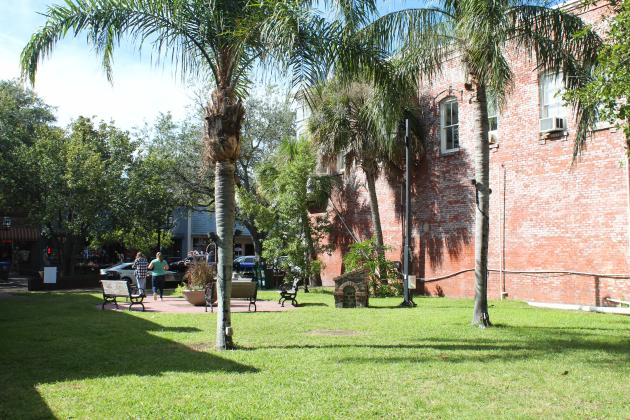 The “pocket park” on Centre Street is officially named the Jean Ribault Park, dedicated in 2012 to honor the 450th anniversary of the arrival of Jean Ribault, a French Naval officer. Photo by Julia Roberts/News-Leader