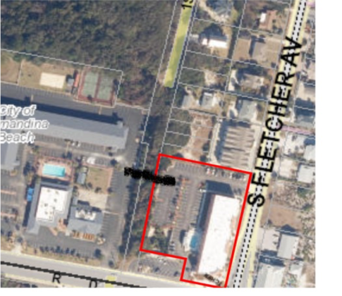 The dark line is where the owners of two hotels on Sadler Road want to build a walkway that would go over a secondary dune that is on the Egans Creek Greenway. The city commission approved a license agreement to build the walkover, but plans will have to be approved by city staff before building permits are issued. Submitted photo