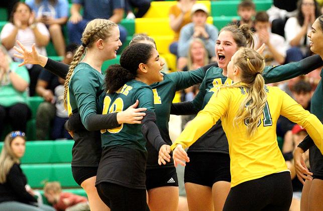 The Yulee High School volleyball team beat Fernandina Beach 3-0 in the District 3-4A championship game Thursday in Yulee. Photo by Beth Jones/News-Leader