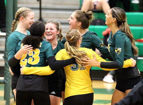 The Yulee High School volleyball team beat Fernandina Beach 3-0 in the District 3-4A championship game Thursday in Yulee. Photo by Beth Jones/News-Leader