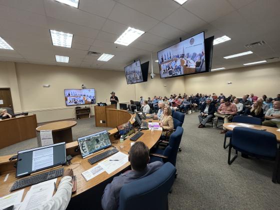 Concerned citizen Billy J. Blanton speaks to the Planning and Zoning board in front of a packed commission chamber. Photo by Sean Rosenthal/News-Leader