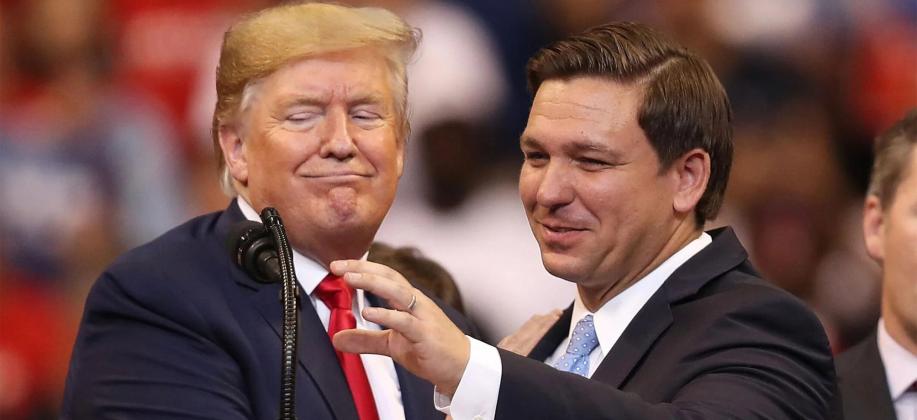 Then-President Donald Trump with Gov. Ron DeSantis in 2019.  Joe Raedle/Getty Images