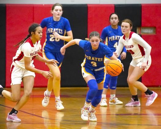 The Fernandina Beach High School girls basketball team traveled to Hilliard Tuesday night, where the Lady Pirates won in overtime. Photo by Steven Miller/Special