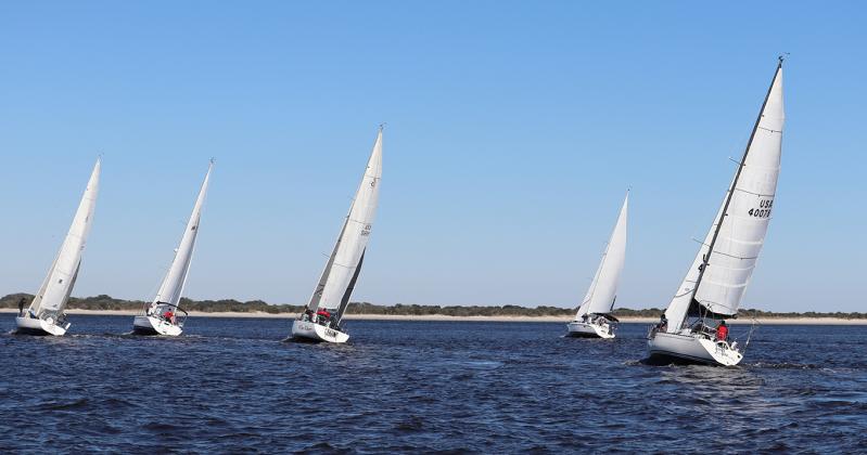 Morning Glory leads Valkyrie and Salty Sally right after start. Submitted photo