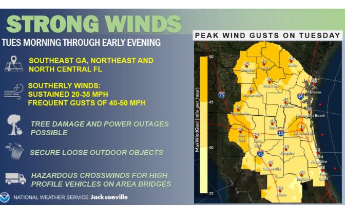 Weather Alert Tuesday, noon through early evening. National Weather Service