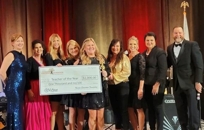 From left, Brandy Carvalho, Susan DeVane, Heather Morenc, Jeanevette Miranda, Ashley Taylor, Dr. Cindy Grooms, Amanda Sauls, Dr. Kathy Burns and Congressman Aaron Bean. Submitted photo