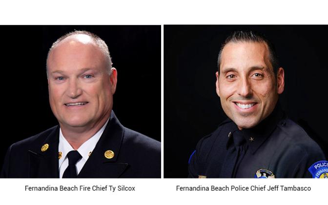 Fernandina Beach Fire Chief Ty Silcox, left, and Fernandina Beach Police Chief Jeff Tambasco. File photos