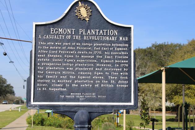 A marker near Egans Creek Park commemorates the site of the 18th century Egmont Plantation destroyed in the American Revolution.