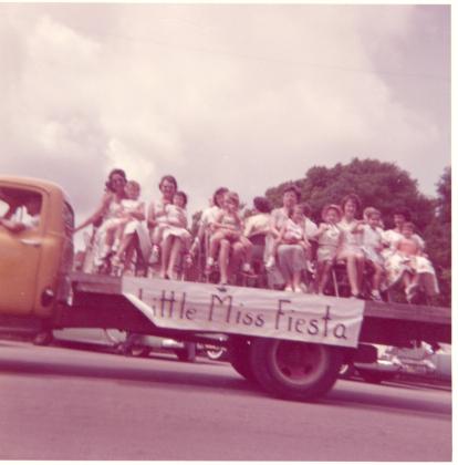 Contestants and parents of the Little Miss Fiesta pageant ride in the Fiesta Parade in 1961. Finalists in the 1956 Fernandina Beach beauty contest pose on the beach. Photo courtesy of Amelia Island Museum of History