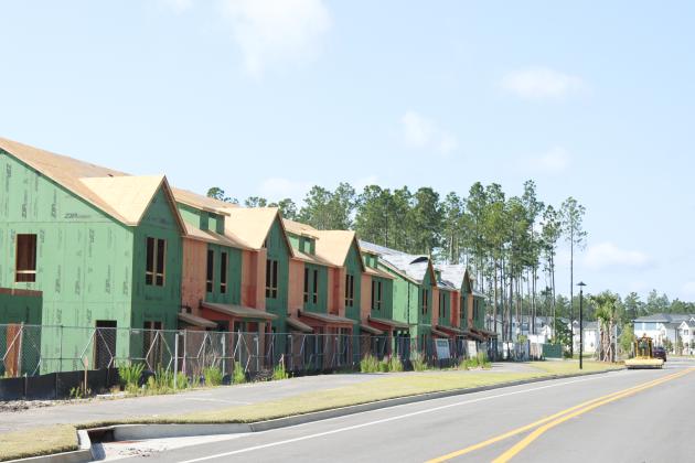 Construction continues on some of the homes in Hamlet at Wildlight. Wildlight announced that new properties now are available to lease in Hamlet at Wildlight. Photo by Ashley Chandler/News-Leader