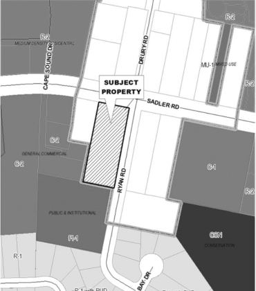 Up to 12 townhomes are planned for the approximately 1.4-acre parcel located at 2194 Ryan Road. Submitted