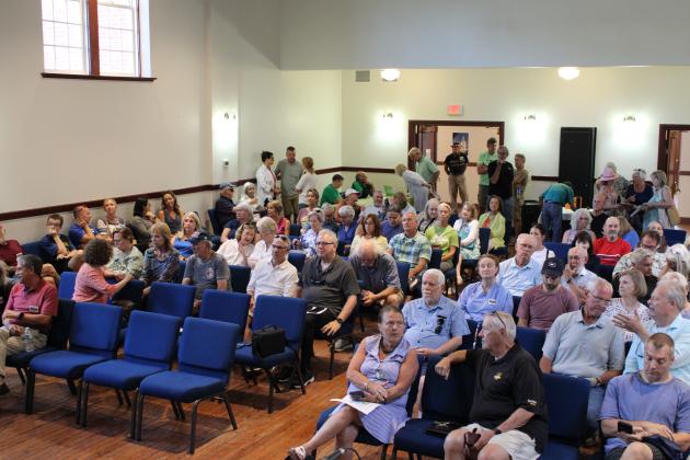 The Peck Center auditorium was standing room only when No Bioethanol Fernandina held a town hall meeting last week. Photo by Julia Roberts/News-Leader