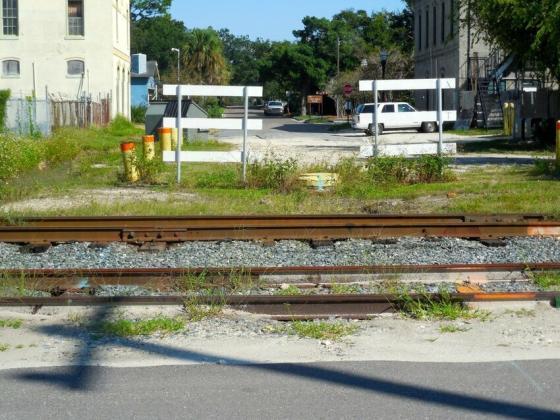 Alachua Street over the railroad and onto Front Street in Fernandina Beach