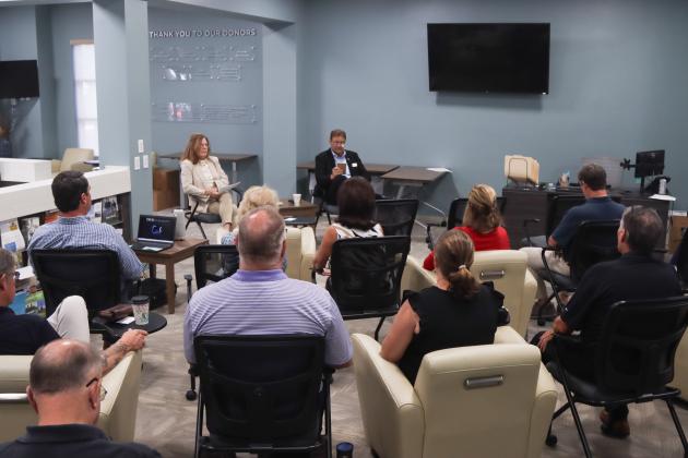 The Nassau County Chamber of Commerce held a forum for the BOCC District 3 seat. The currently-seated Commissioner Jeff Gray and his opponent Lynn Newcomer were there to answer questions.  Photo by Ashley Chandler/News-Leader
