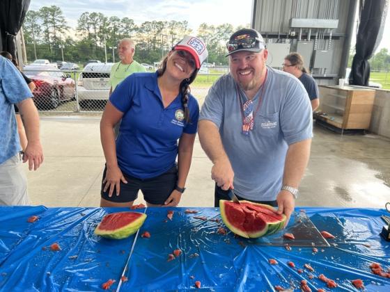 Nassau County Board of County Commissioners Allyson McCoullough and Klynt Farmer enjoy the festivities at The Light Up The Sky Independence Day Celebration on Thursday. Submitted photo