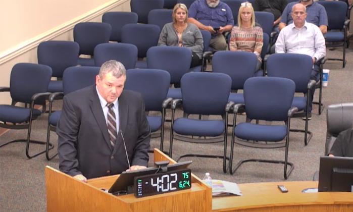 Robert Companion, deputy county manager and county engineer, presents the draft Capital Improvement Plan booklet to the Nassau County Board of County Commissioners at a special session Monday ahead of the board’s regular meeting. Submitted photo