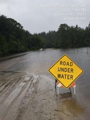 Tropical Storm Debby has passed, but numerous roads are underwater like this area of Zidell Road in Callahan. Submitted photo