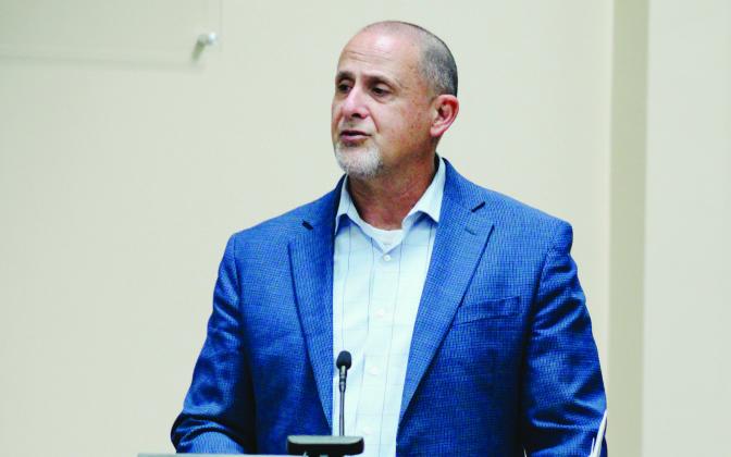 Assistant County Manager Marshall Eyerman talks Aug. 8 during the Opioid Settlement Task Force's first meeting. Julia Roberts/News-Leader