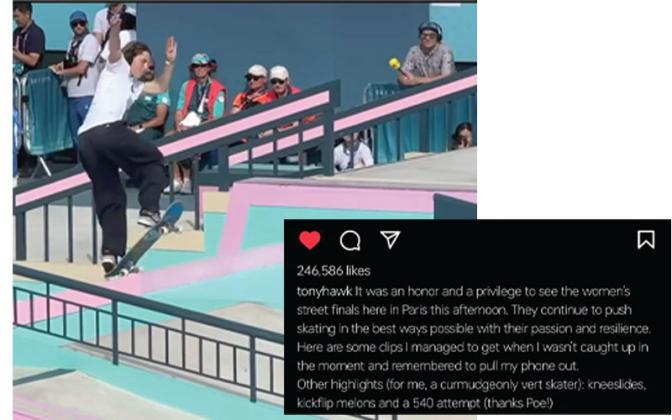 Photo from Tony Hawk's Instagram page. Submitted