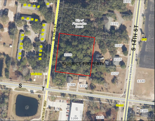 This parcel on South 13th Street could be Sea La Vie, a development featuring eight townhomes and one single family unit, if the plat is approved by the Fernandina Beach City Commission. The city's Conservation and Planning Department said 47% of the trees on the site would be left in place if the subdivision is constructed.