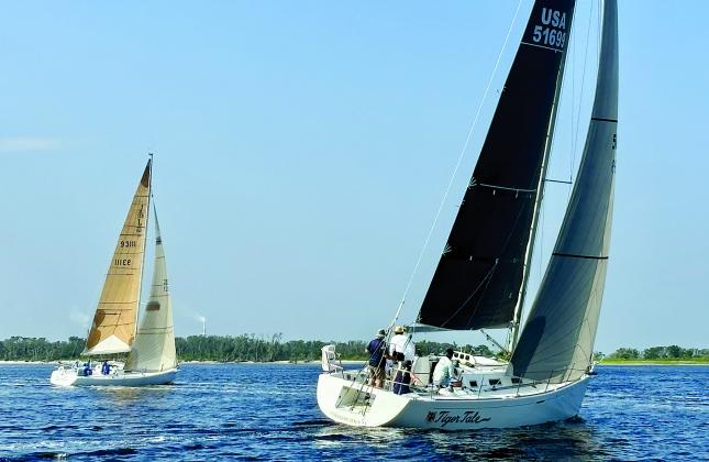 Valkyrie and Tiger Tale close hauled during the Amelia Island Sailing Club race held on Saturday. Submitted photo