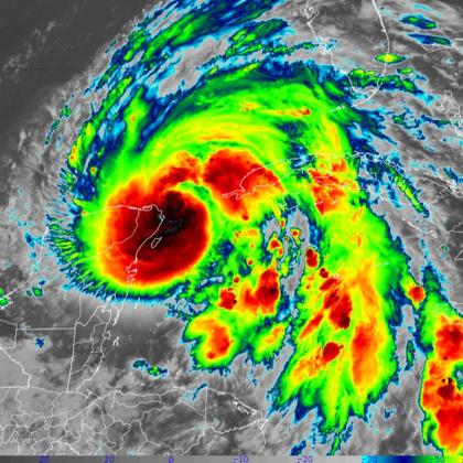 National Weather Service image as Helene made landfall at 11:10 p.m. EDT Thursday, just 10 miles west of Perry, Fla., packing sustained winds of 140 mph.