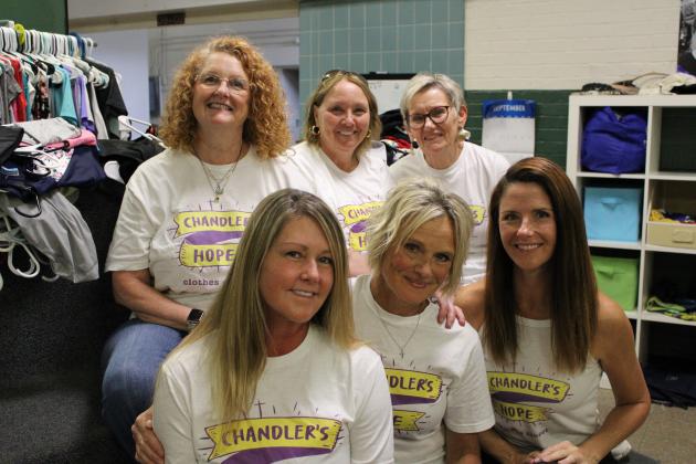 Volunteers of the Hope Closet include mothers who have lost children to drug addiction, their friends and families. Michele Holbrook founded the charity in December 2023.  From top L –Colleen Perry, Joan Shelley and Connie Bryant. Bottom L -  Marcie Hamilton, Michele Holbrook and Jess McCabe. Photo by Pamela Bushnell/News-Leader