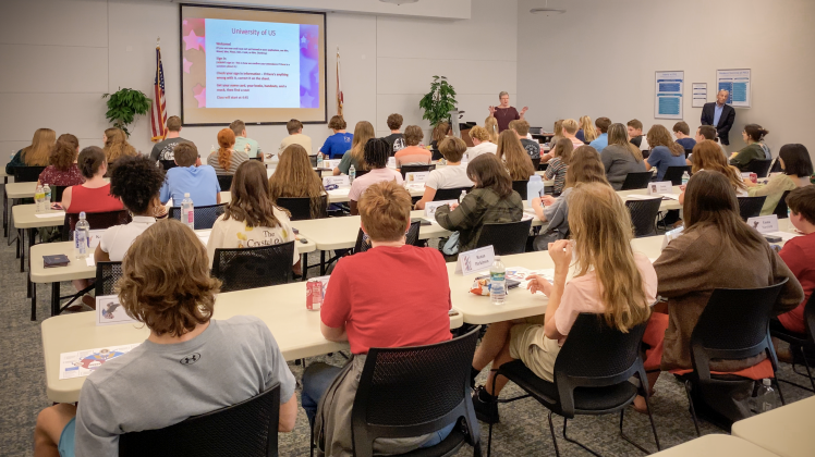 Students in the 2023-24 University of US classes listen to a lecture at the Bean Center at FSCJ in Yulee. University of US will welcome 93 Nassau County students for the 2024-25 session.  Submitted photo